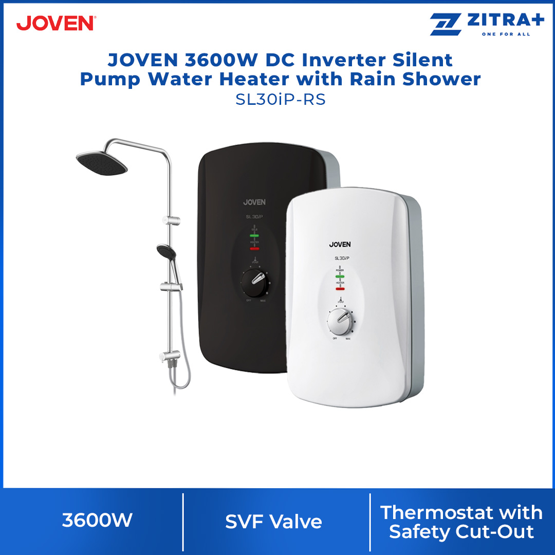 JOVEN 3600W DC Inverter Silent Pump Water Heater with Rain Shower SL30iP-RS | 5 Spray Showerhead | SFS Technology | Durable Copper Heating Element | Water Heater with 1 Year Warranty 