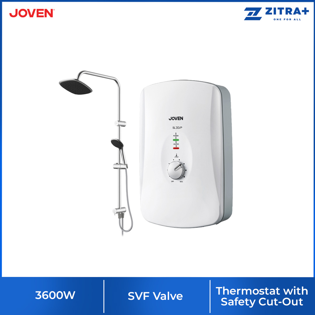 JOVEN 3600W DC Inverter Silent Pump Water Heater with Rain Shower SL30iP-RS | 5 Spray Showerhead | SFS Technology | Durable Copper Heating Element | Water Heater with 1 Year Warranty