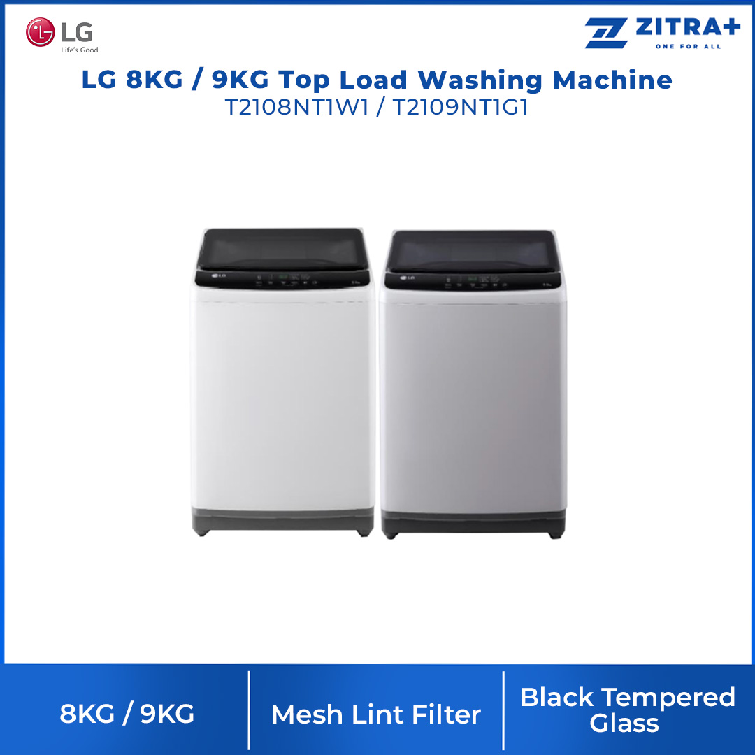 LG 8KG / 9KG Top Load Washing Machine T2108NT1W1 / T2109NT1G1 | Mesh Lint Filter | LED + Hard Buttons | Honeycomb Crystal Drum | Washing Machine with 1 Year Warranty