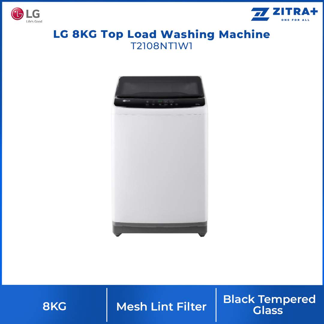 LG 8KG / 9KG Top Load Washing Machine T2108NT1W1 / T2109NT1G1 | Mesh Lint Filter | LED + Hard Buttons | Honeycomb Crystal Drum | Washing Machine with 1 Year Warranty