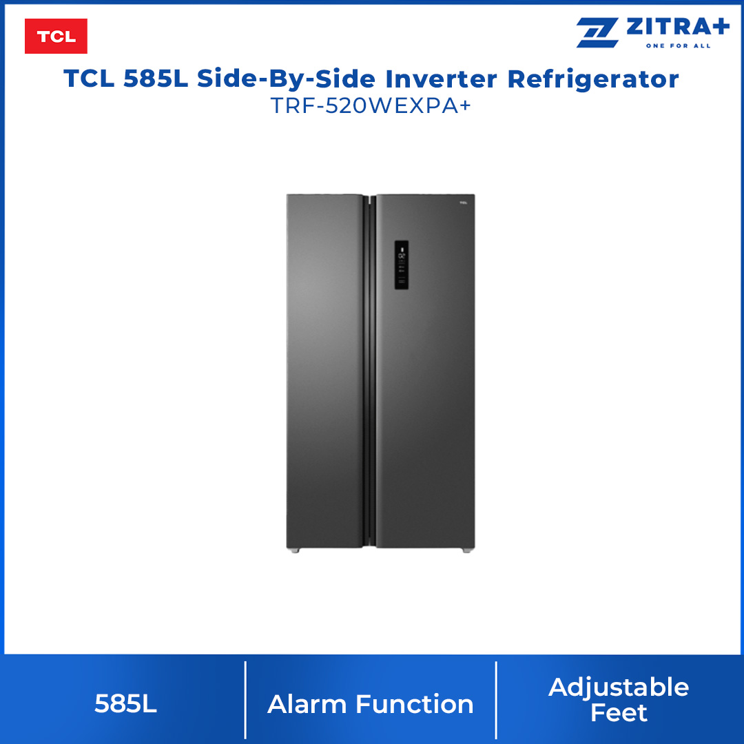 TCL 585L Side-By-Side Inverter Refrigerator TRF-520WEXPA+ | Holiday Function | Total No Frost | Power Freeze | Refrigerator with 2 Year Warranty