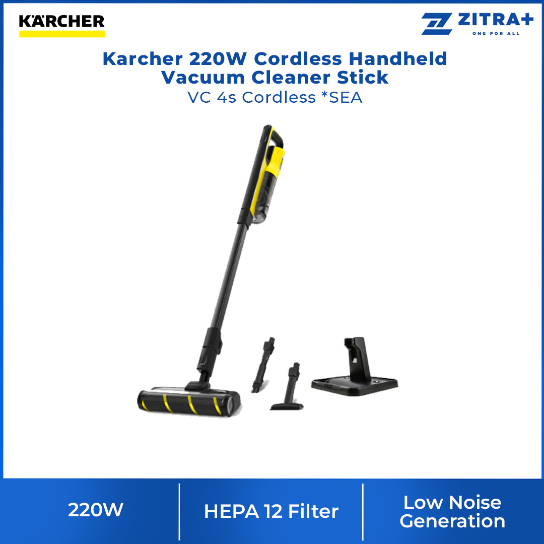Karcher 220W Cordless Handheld Vacuum Cleaner Stick VC 4s Cordless *SEA | 2 in 1 Charging and Storage Station | HEPA Filter | Vacuum Cleaner with 1 Year Warranty