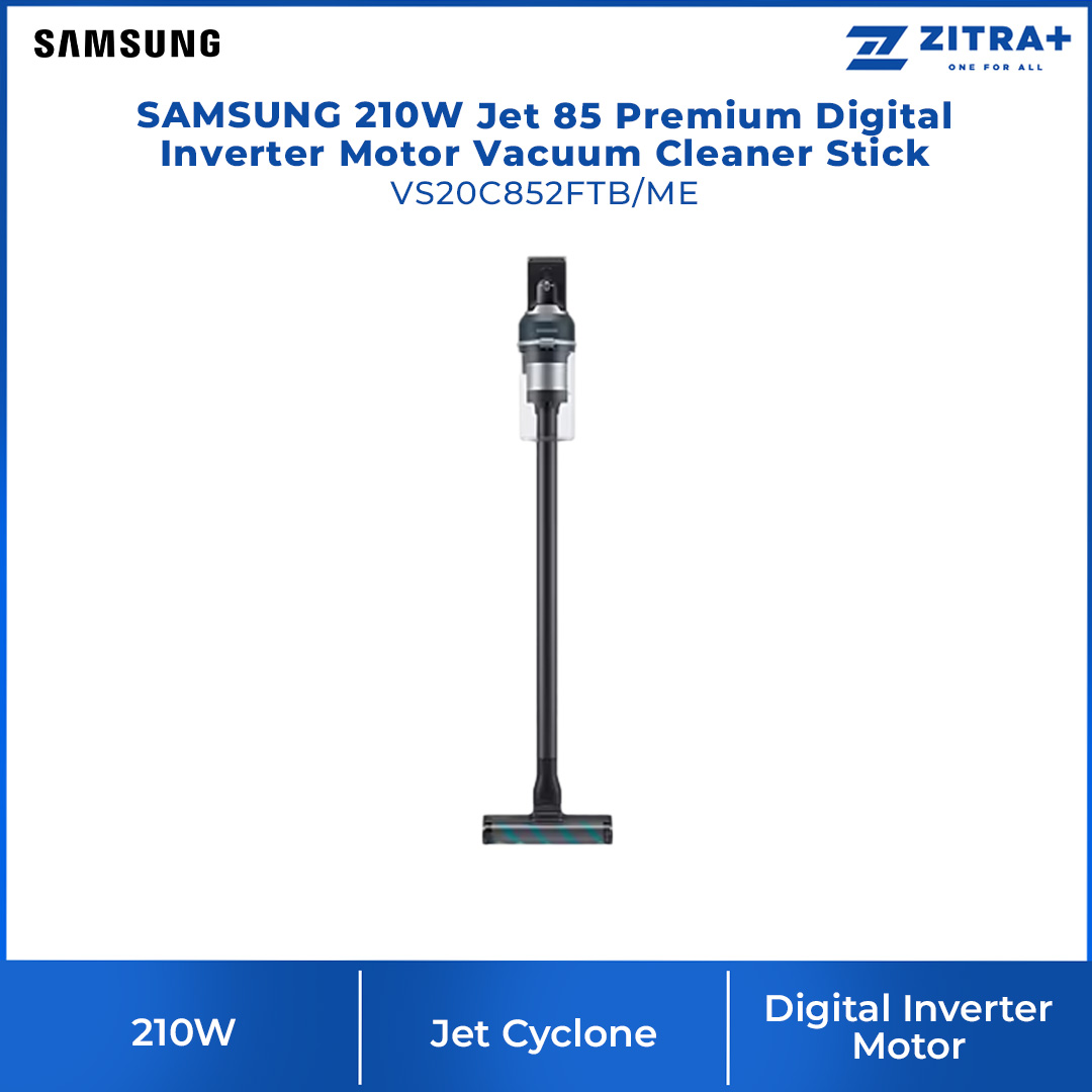 SAMSUNG 210W Jet 85 Premium Digital Inverter Motor Vacuum Cleaner Stick VS20C852FTB/ME | 210 W Suction Power | Jet Cyclone | More Advanced Cleaning Performance |  Clean Up to 1 hour | Vacuum Cleaner with 2 Years Warranty