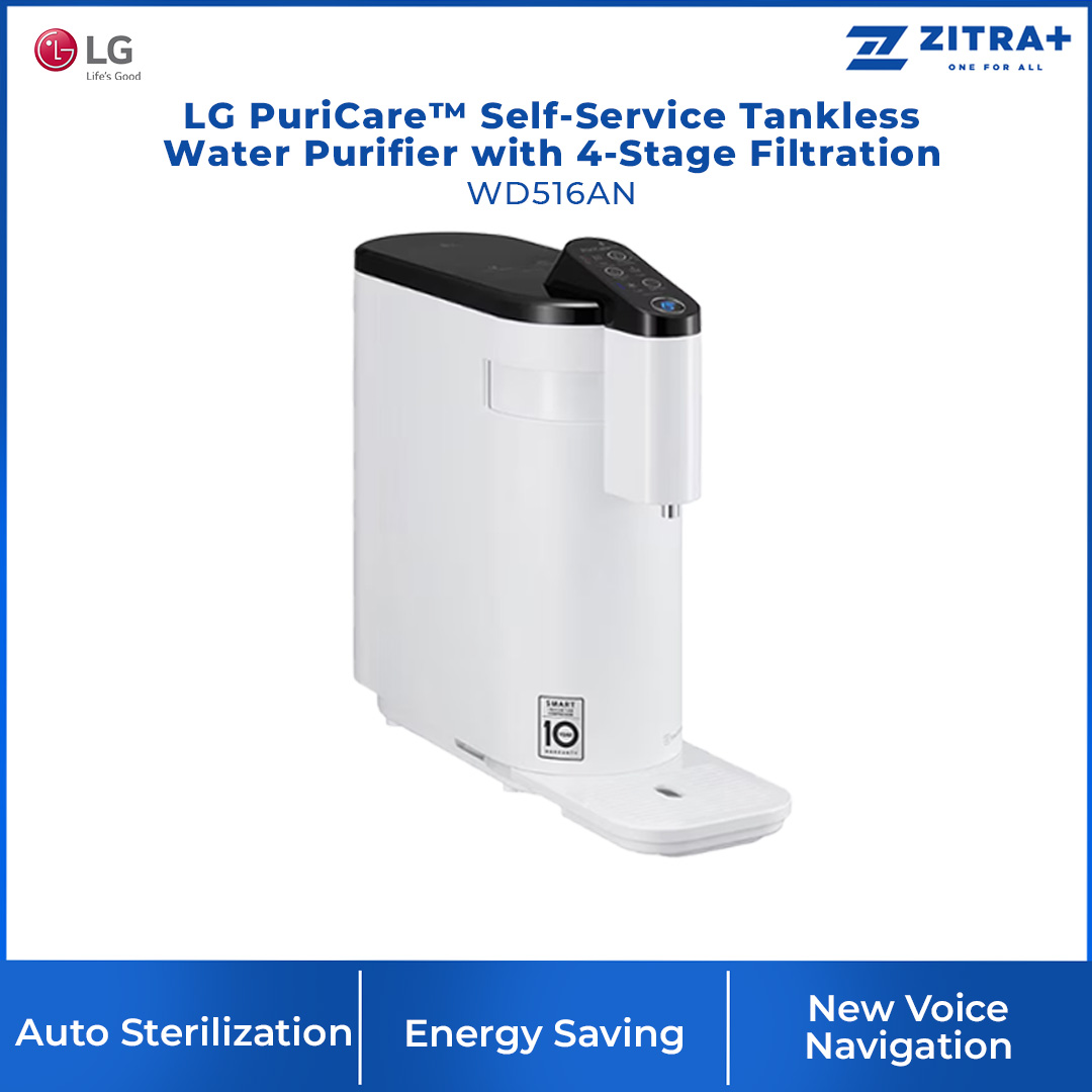 LG PuriCare™ Self-Service Tankless Water Purifier with 4-Stage Filtration WD516AN | Easy Filter Replacement | Hygiene | Water Purifier with  1 Year Warranty