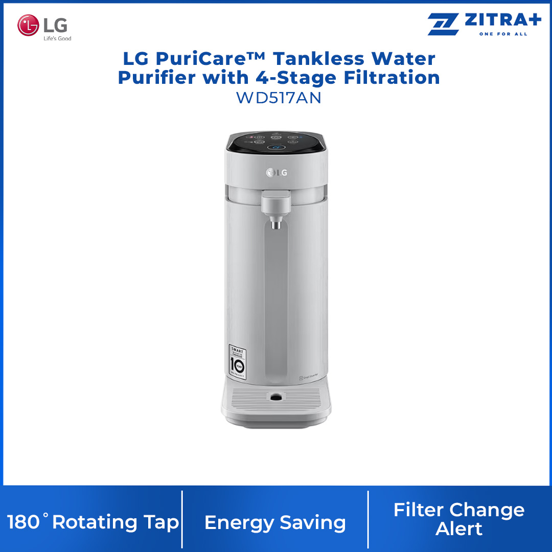 LG PuriCare™ Tankless Water Purifier with 4-Stage Filtration WD517AN | Tankless Hot & Cold | Ambient Water | ThinQ | Water Purifier with 1 Year Warranty