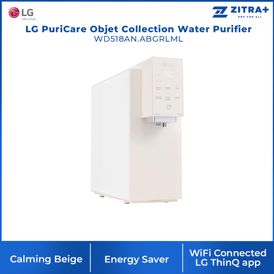 LG PuriCare Objet Collection Water Purifier WD518AN.ABGRLML | Up and Down Auto Moving Tap | Control Button Panel | Water Purifier with  1 Year Warranty