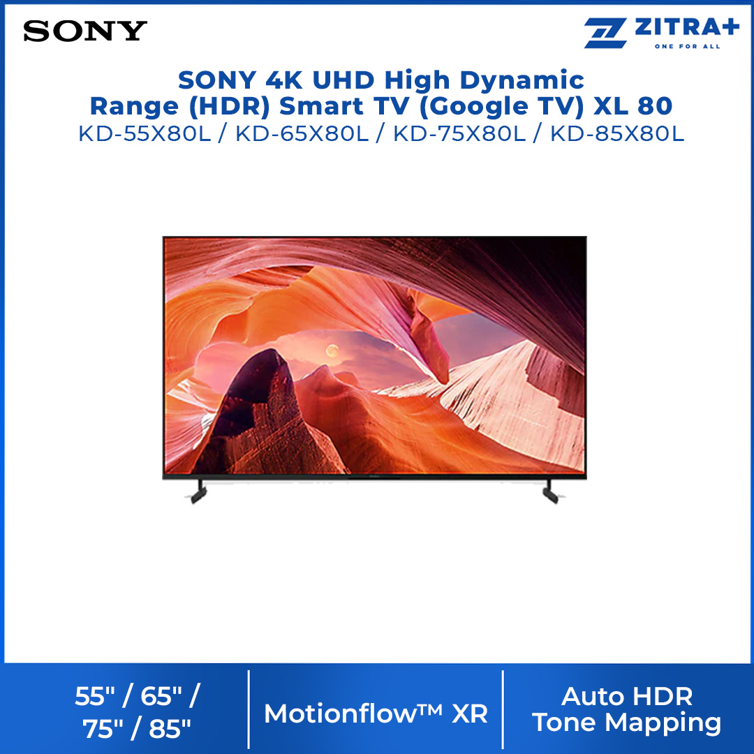 SONY 55"/65"/75"/85" 4K UHD High Dynamic Range (HDR) Smart TV | X80L TV Series | 4K HDR Processor X1™ | Motionflow™ XR | Smart TV with 2 Year Warranty