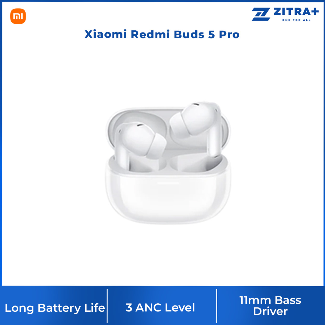 (Pre-Order 20.01.24 - 02.02.24) Xiaomi Redmi Buds 5 Pro | 3 Microphone + AI Noise Cancellation For Calls | Hi-Res Audio Wireless | Touch Control | Earbud with 1 Year Warranty