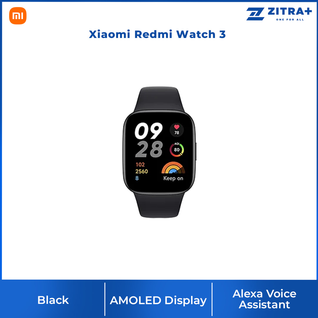 Xiaomi Redmi Watch 3 | 1.75" AMOLED Display | Up to 12 Days of Battery Life | 5ATM Water Resistance | 120+ Workout Modes | Smart Watch with 1 Year Warranty