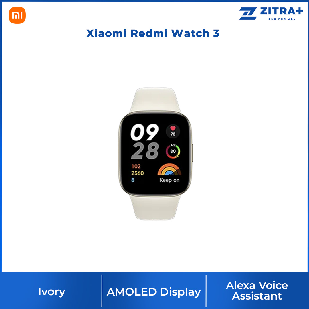 Xiaomi Redmi Watch 3 | 1.75" AMOLED Display | Up to 12 Days of Battery Life | 5ATM Water Resistance | 120+ Workout Modes | Smart Watch with 1 Year Warranty