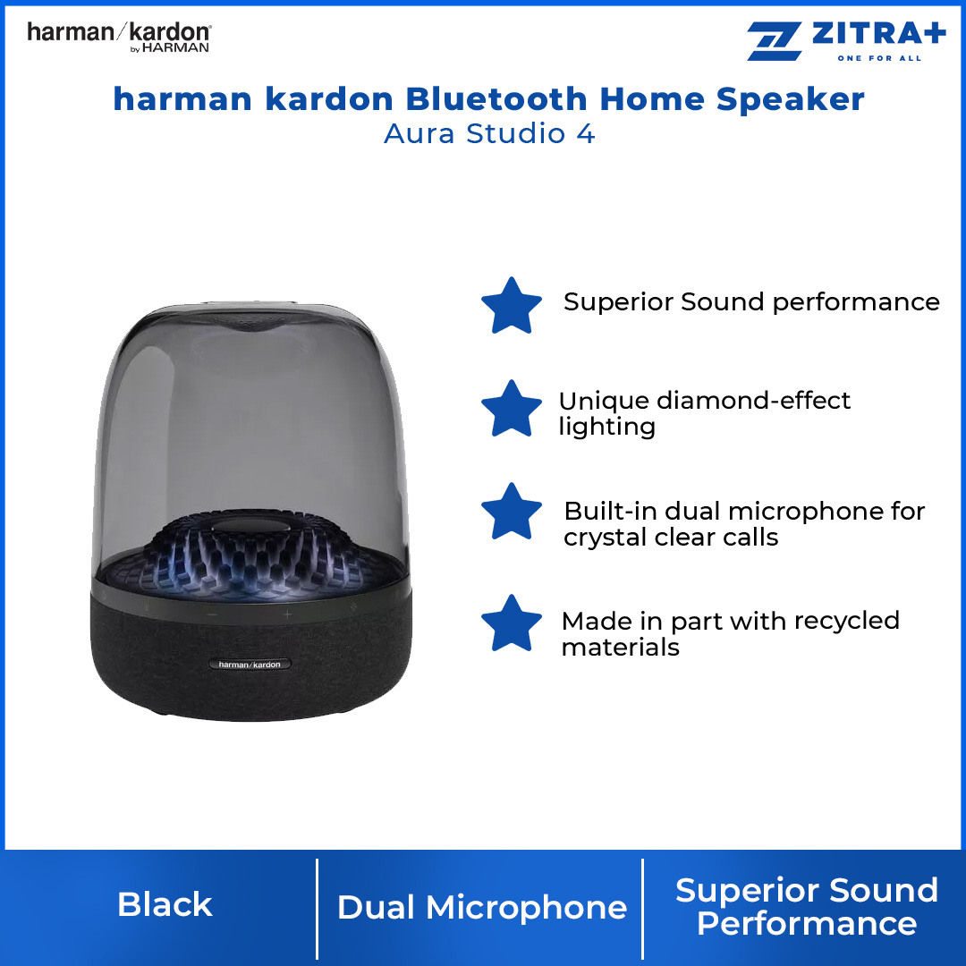 harman kardon Bluetooth Home Speaker Aura Studio 4 | Superior Sound Performance | Unique Diamond-Effect Lighting | Speaker with 1 Year Warranty