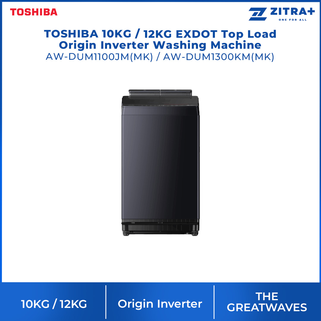 TOSHIBA 10KG / 12KG EXDOT Top Load Origin Inverter Washing Machine | AW-DUM1100JM(MK) / AW-DUM1300KM(MK) |  Ultra Fine Bubble | Magic Filter Pro | Tub Clean | Washing Machine with 2 Year Warranty