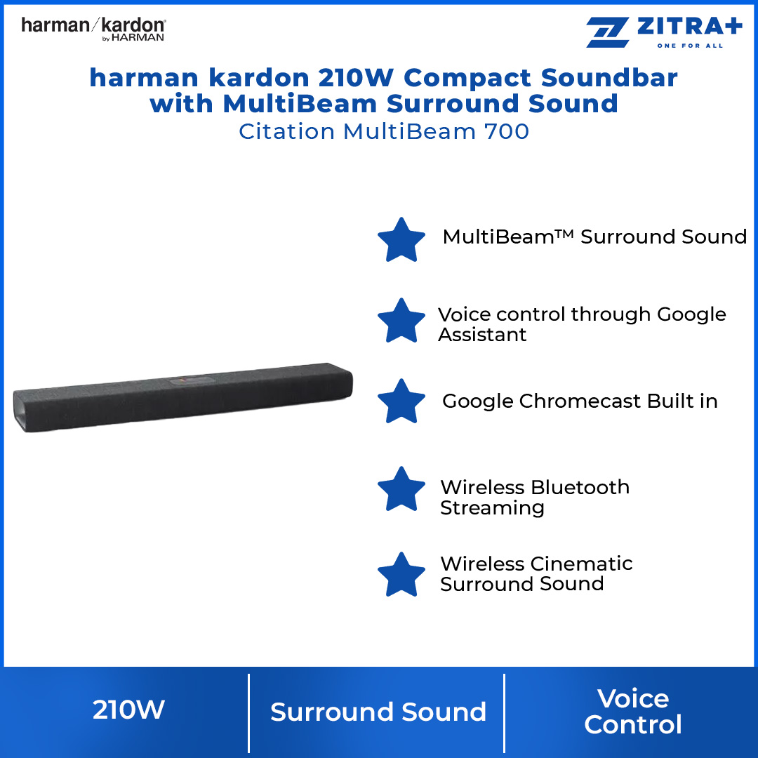 harman kardon 210W Compact Soundbar with MultiBeam Surround Sound Citation MultiBeam 700 | Plug and Play | Easy Access | Intuitive Controls | Soundbar with 1 Year Warranty