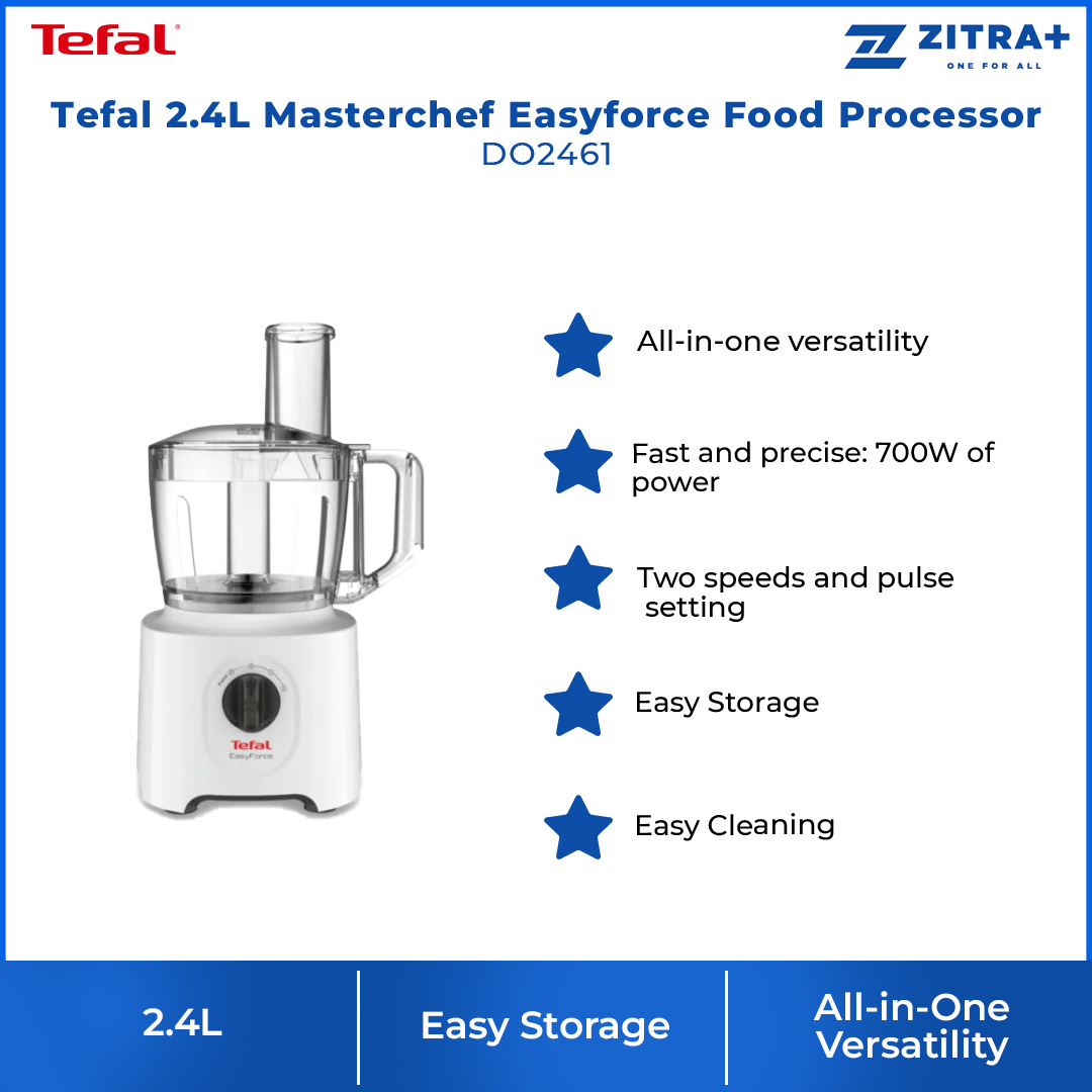 Tefal 2.4L Masterchef Easyforce Food Processor DO2461 Two Speeds and