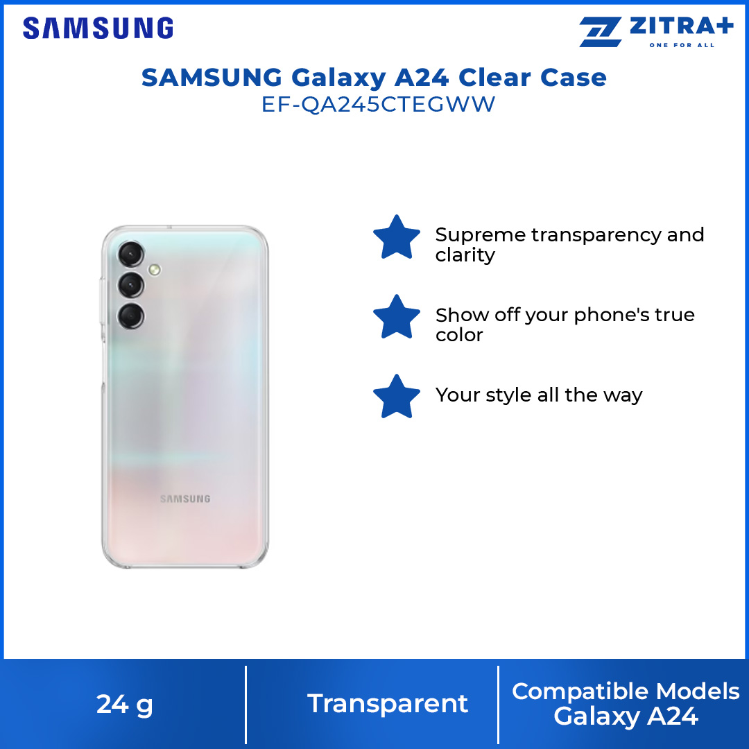 SAMSUNG Galaxy A24 Clear Case EF-QA245CTEGWW | Slim Layer | Glossy Layer | Supreme Transparency | Clarity | 24g | Transparent