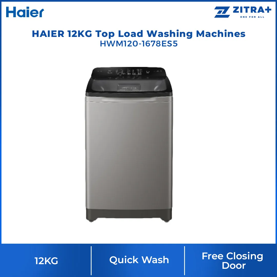 HAIER 10KG/12KG Top Load Washing Machine HWM100-1678ES5/HWM120-1678ES5 | Hijab Mode | Pillow Drum | Rear Control | Dispenser | ABT Pulsator | Auto Restart  | Washing Machine with 2 Year Warranty
