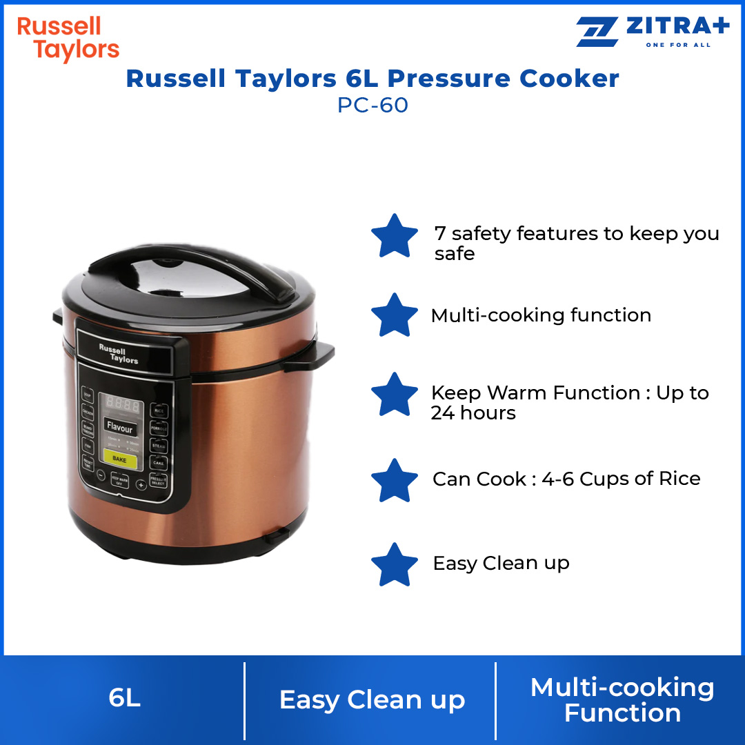 Russell Taylors 6L Pressure Cooker PC-60 Express Cooking Multi-Coo - Main Image