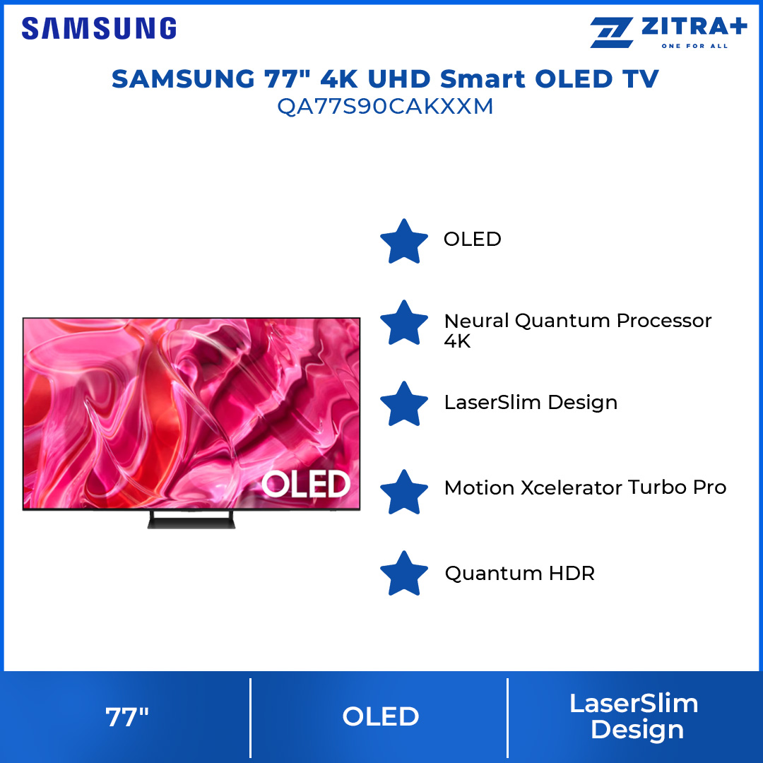 SAMSUNG 77" 4K UHD Smart OLED TV QA77S90CAKXXM | LaserSlim Design | Tizen™ Smart TV | App Casting | Web Browser | SmartThings | Smart TV with 2 Year Warranty
