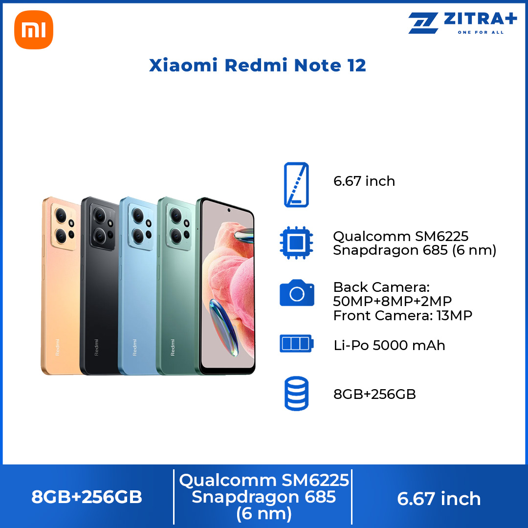 Xiaomi Redmi Note 12 8GB+256GB | 120Hz AMOLED Display | 5000mAh Battery | 33W Fast Charging | Reading Mode | IR Blaster | Smartphone with 1 Year Warranty
