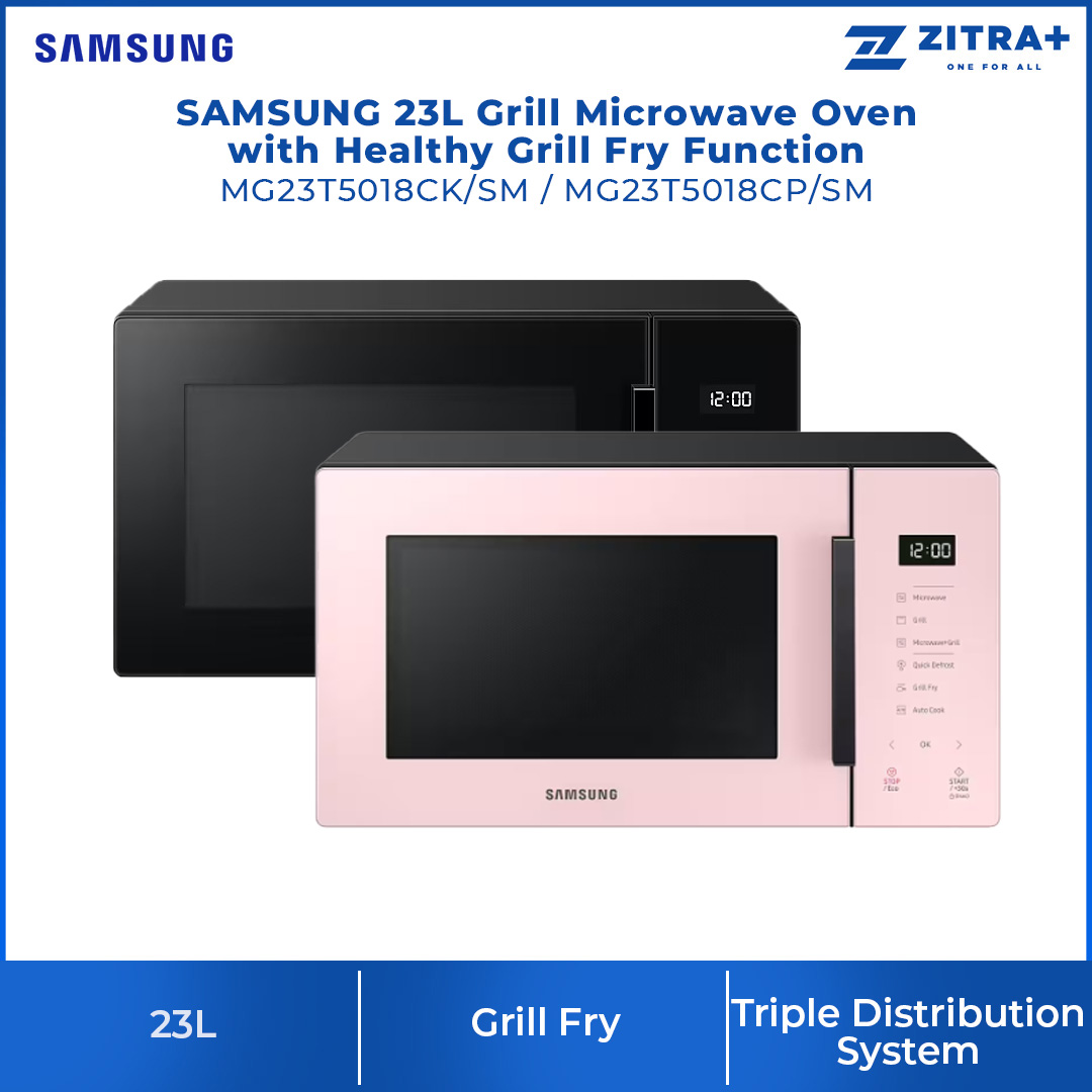 SAMSUNG 23L Grill Microwave Oven with Healthy Grill Fry Function | MG23T5018CK/SM | MG23T5018CP/SM | Healthy Grill Fry Function | Fast Defrosting | Microwave Oven with 1 Year Warranty