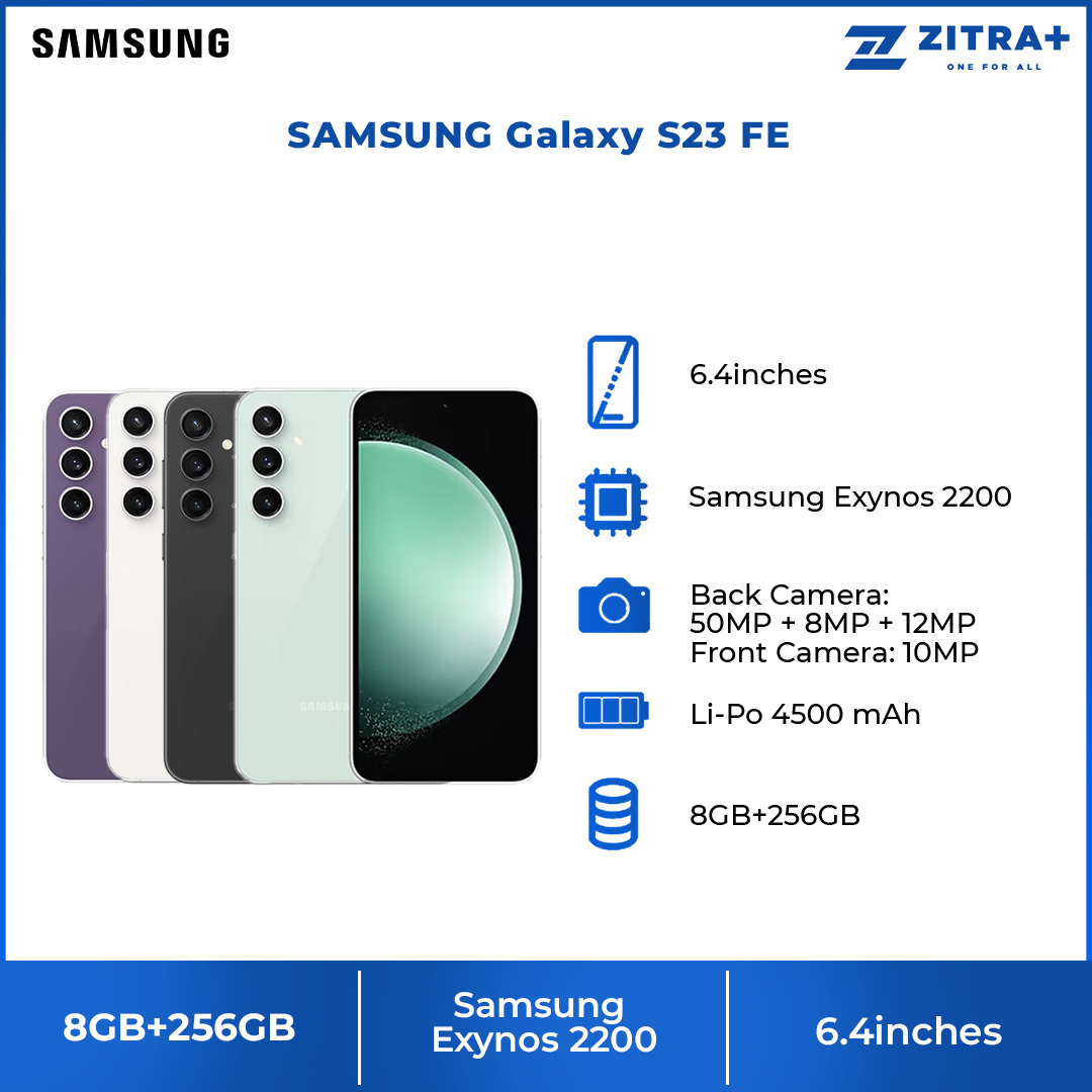 SAMSUNG Galaxy S23 FE 8GB+256GB | Nightography-Photo | High-quality-camera | Vision-Booster | Super Fast Charging | Smartphone with 1 Year Warranty 