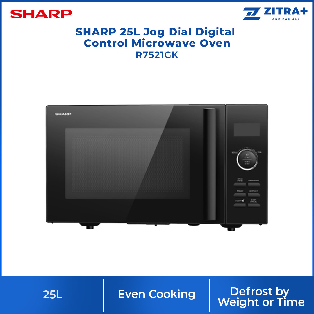 SHARP 25L Jog Dial Digital Control Microwave Oven R7521GK | J-Tech Inverter | Grill Cooking | Touch Control Panel | Auto Menus | 2 Defrost Menus | Child Lock | Energy Save Mode | Kitchen Timer | Clock | LED Display | Microwave Oven with 1 Year Warranty