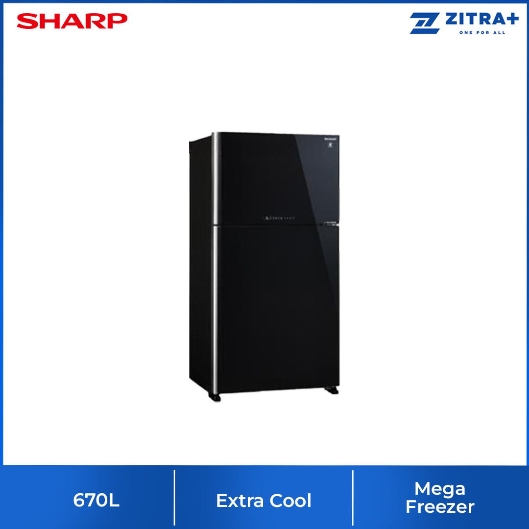 SHARP 670L 2 Doors Top Mount Pelican J-Tech Inverter Refrigerator | Deep Freezing | Eco Mode | Door Alarm | Extra Cool | Fresh Room | Refrigerator with 1 Year Warranty
