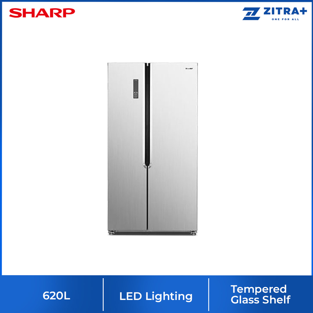 SHARP 620L Side by Side Inverter Refrigerator | Deep Freezing | Holiday Mode | Child Lock | Door Alarm | Refrigerator with 1 Year Warranty