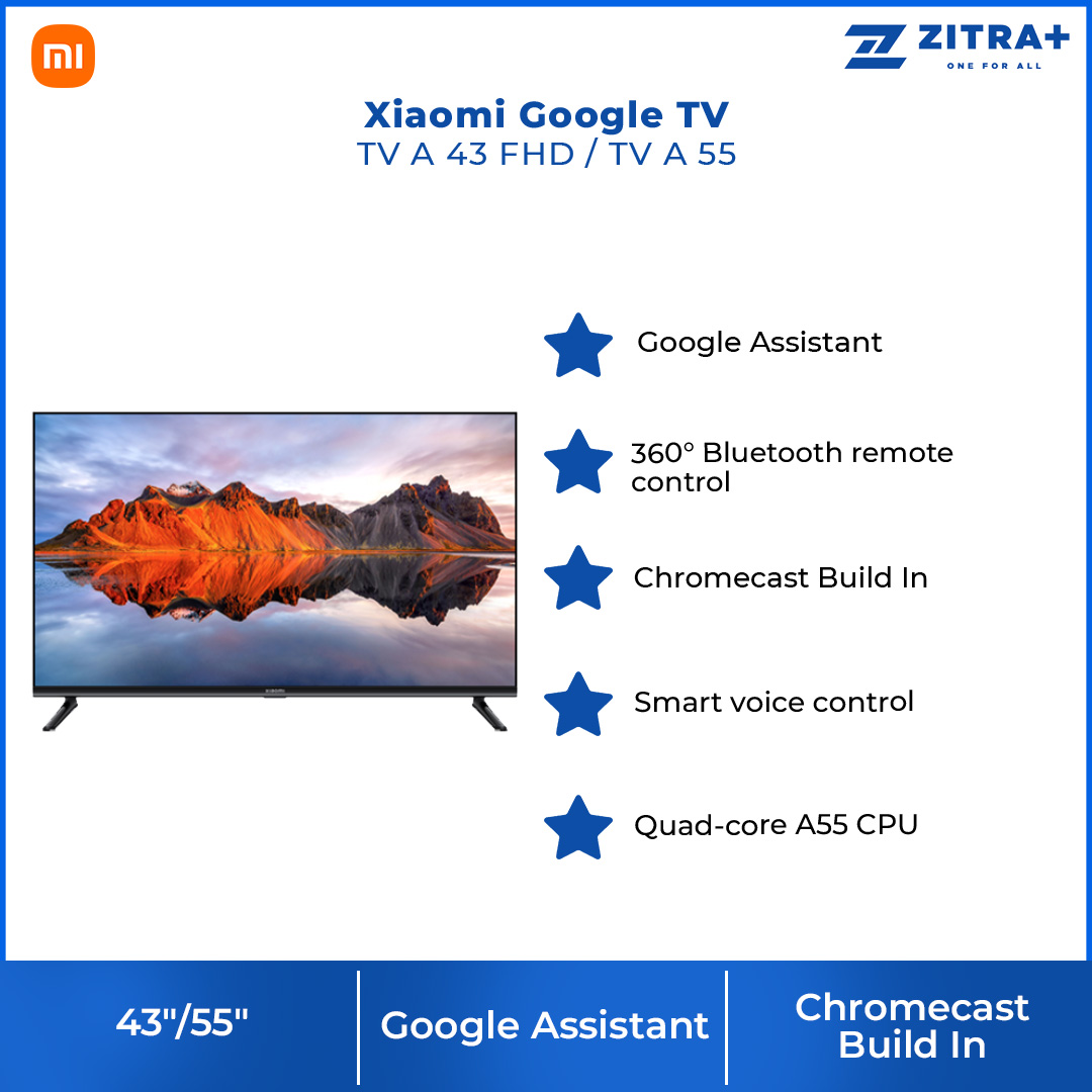 Xiaomi 43" FHD / 55" 4K UHD Google TV | TV A 43 FHD / TV A 55 | Bezel-Less Design | High-Performance Processor | Google TV with 2 Year Warranty