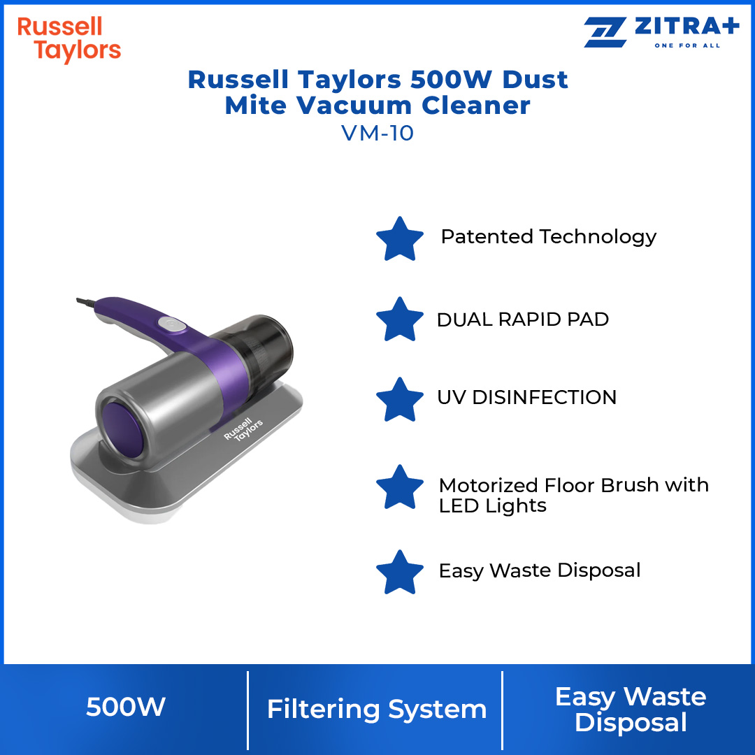 Russell Taylors 500W Dust Mite Vacuum Cleaner VM10 MultiLayer Filt
