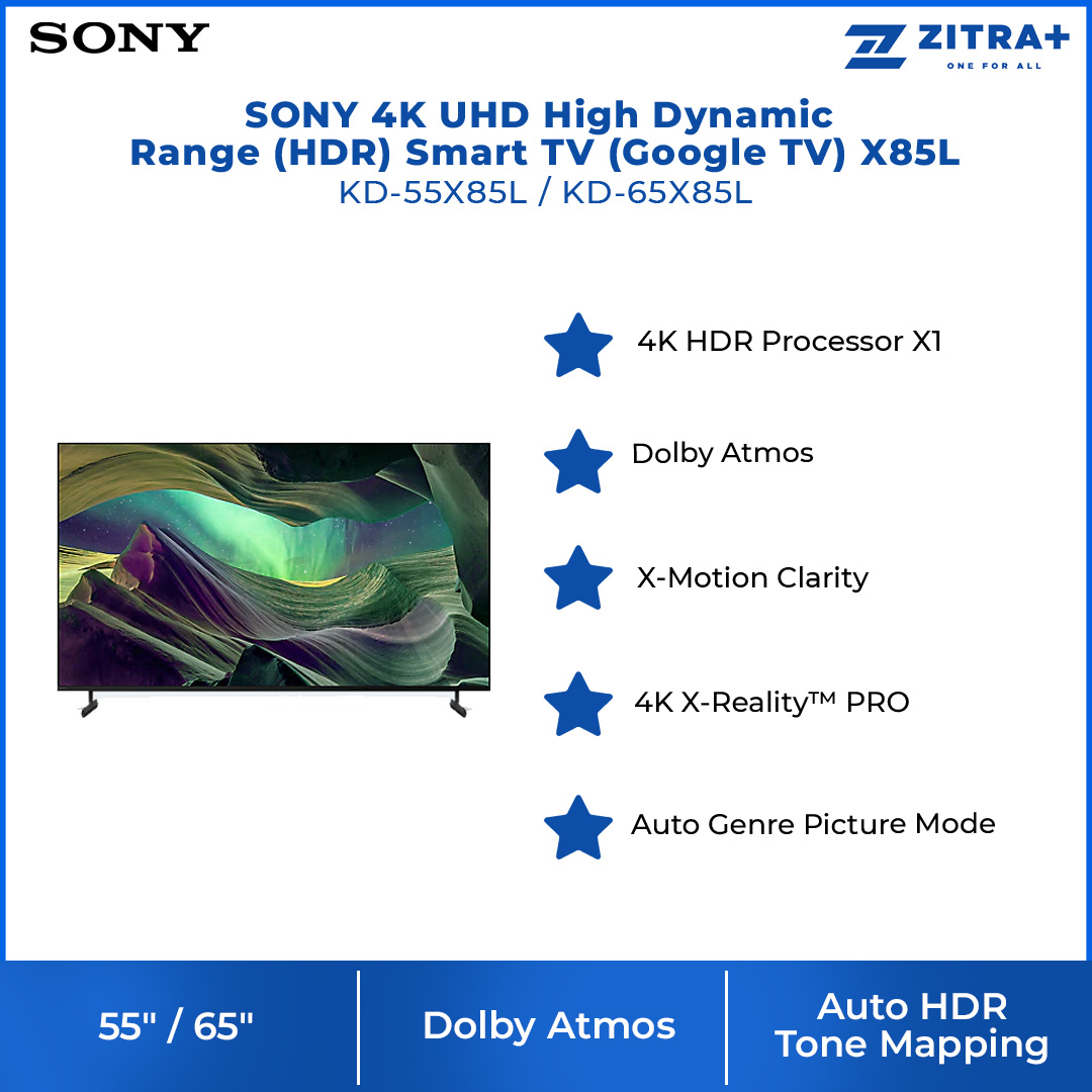 SONY 55"/65" 4K UHD High Dynamic Range (HDR) Smart TV | KD-55X85L/KD-65X85L | 4K HDR Processor X1™ | X-Motion Clarity™ | Smart TV with 2 Year Warranty