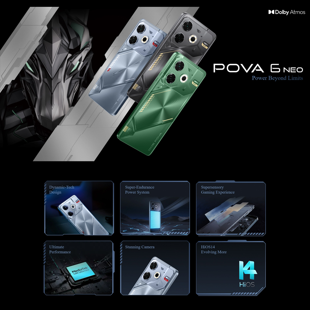 Tecno POVA 6 Neo 8GB+256GB | Mediatek Helio G99 Ultimate (6 nm) | Dual Sims | LTE