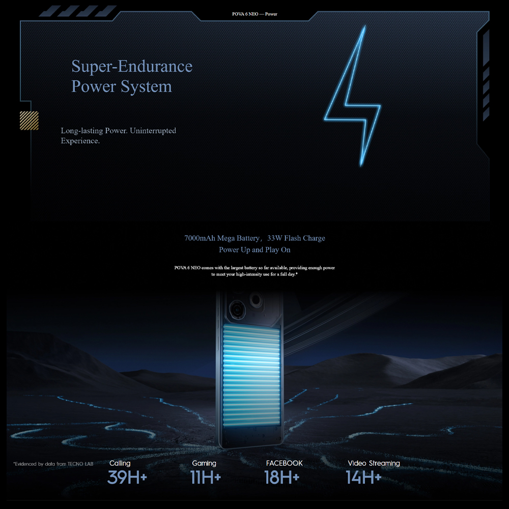 Tecno POVA 6 Neo 8GB+256GB | Mediatek Helio G99 Ultimate (6 nm) | Dual Sims | LTE