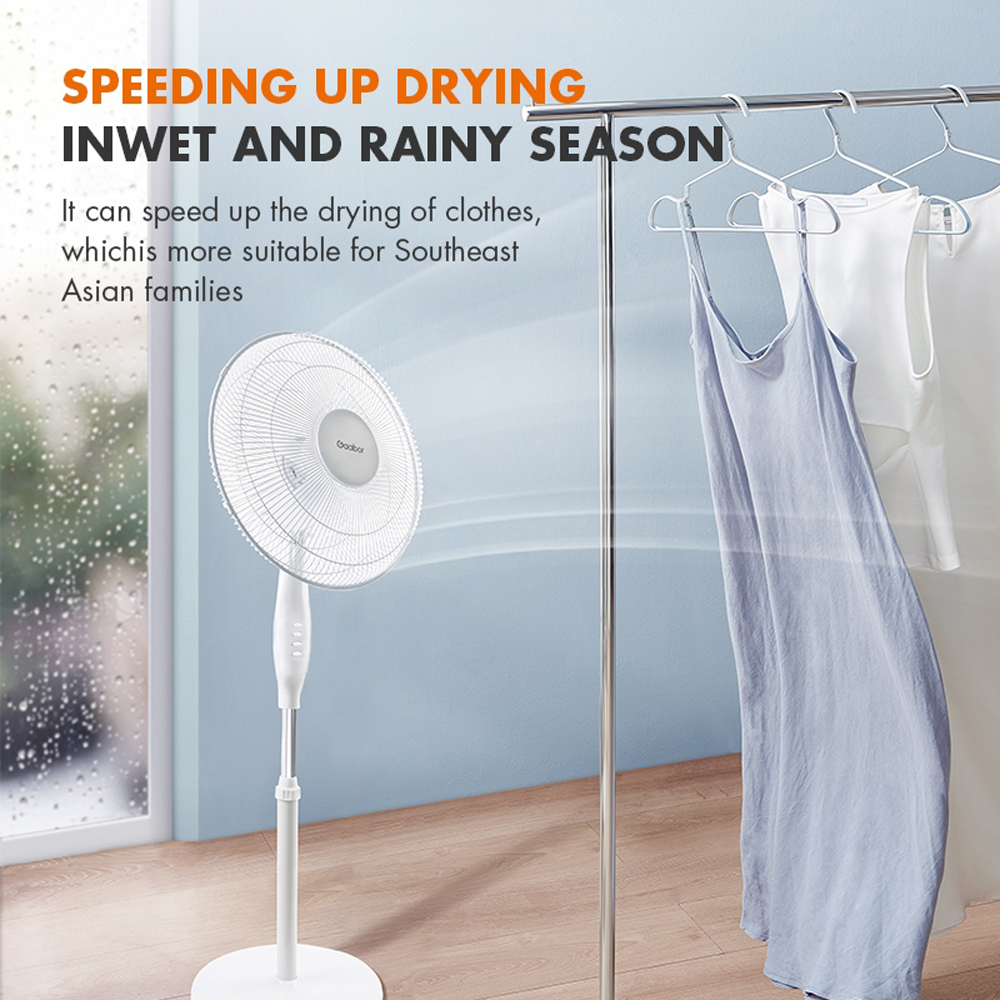 Gaabor 15" Stand Fan FM430M-WH01A |  3 Speed Setting | Low Noise | Adjustable Telescopic Pole | 1  Year General Warranty