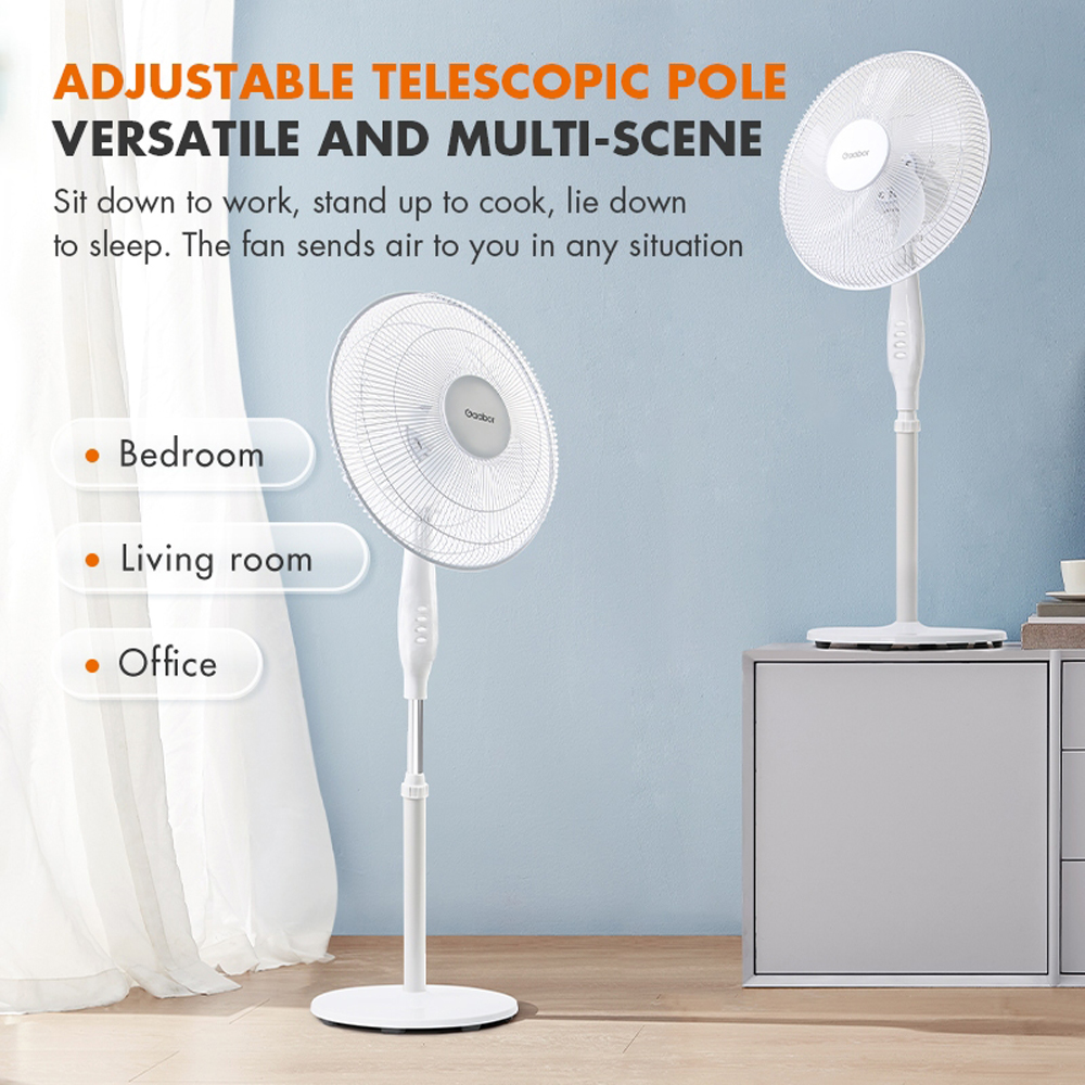 Gaabor 15" Stand Fan FM430M-WH01A |  3 Speed Setting | Low Noise | Adjustable Telescopic Pole | 1  Year General Warranty