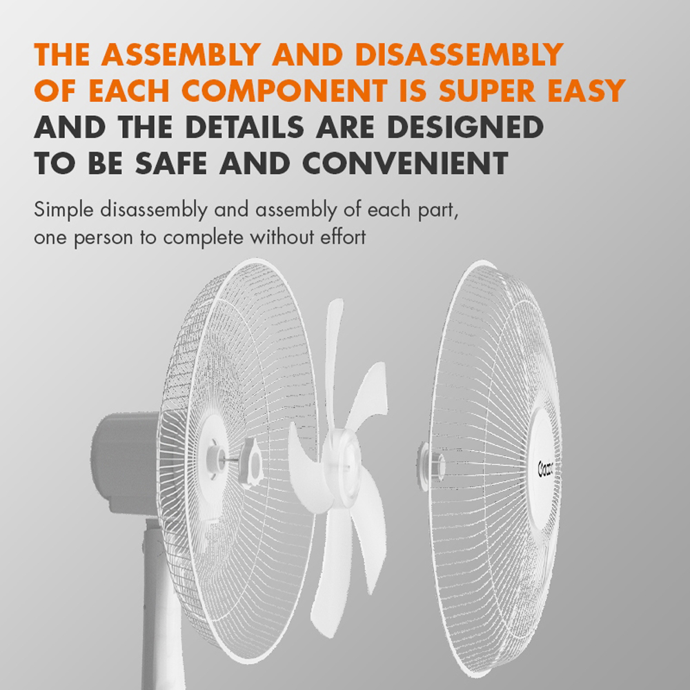 Gaabor 15" Stand Fan FM430M-WH01A |  3 Speed Setting | Low Noise | Adjustable Telescopic Pole | 1  Year General Warranty