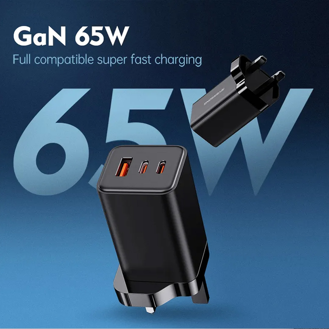 RIVERSONG 65W PowerKub G65 GaN5 Super Fast Charging Wall Charger Adapter AD102 | Advance Gan Tech | Multiple Protection | Adapter with 1 Year warranty