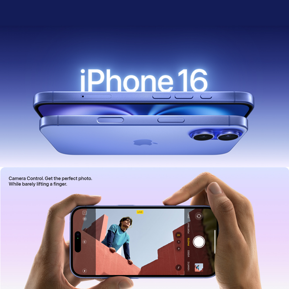 Apple iPhone 16 | 6.1" Super Retina XDR OLED | 48 MP Main Camera | Apple A18 (3 nm) | USB Type-C 2.0, DisplayPort | Stereo Speakers Sound | Smartphone with 1 Year Warranty
