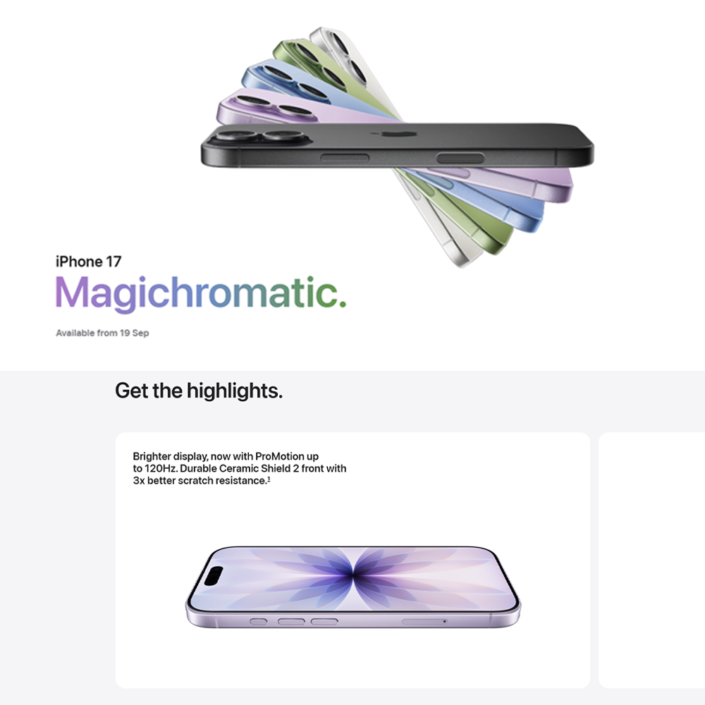 Apple iPhone 17 | A19 chip | 48MP Dual Fusion camera system | Super Retina XDR display | Ceramic Shield 2 front