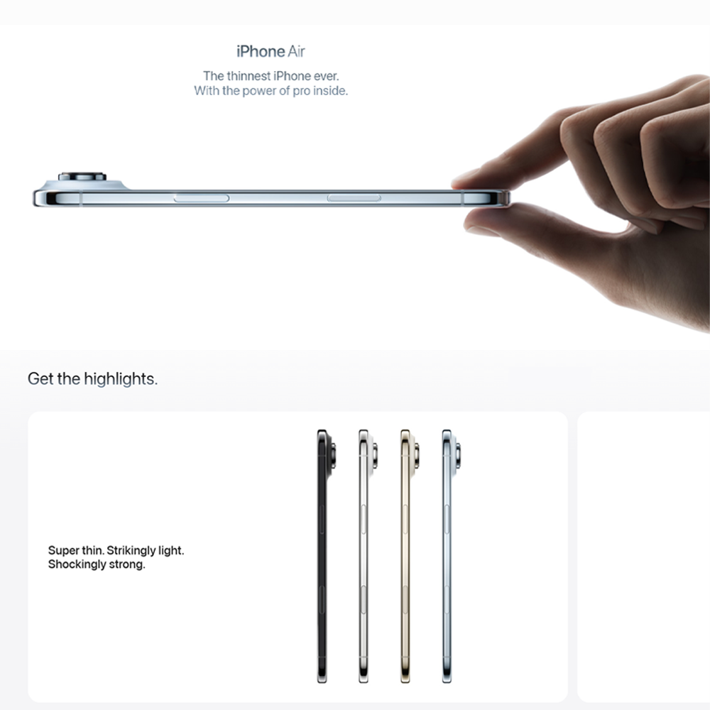 Apple iPhone Air | The Thinnest iPhone Ever | 6.5-inch Display | Durable Ceramic Shield Front and Back | 48MP Fusion Camera System and Center Stage Front Camera