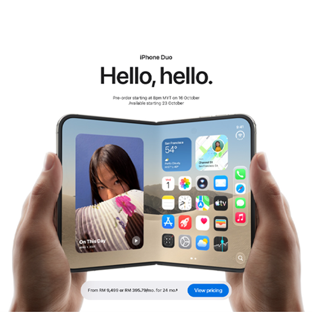 Apple iPhone Duo 256GB / 512GB / 1TB / 2TB | 7.6-inch, LTPO Super Retina XDR OLED| 48MP Rear Camera | iOS 27 | Apple A20 Pro | Li-Ion 5400 mAh