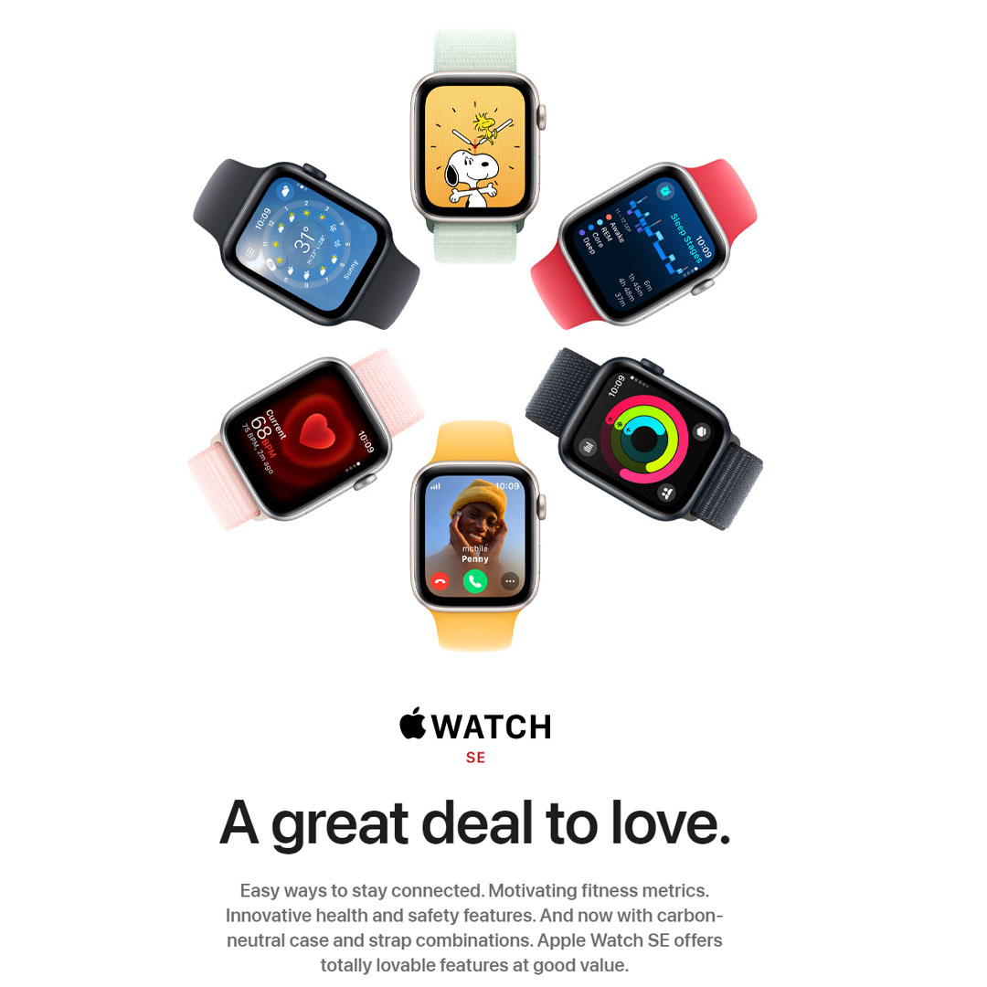 Apple Watch SE (2nd Gen) Starlight Aluminum Case with Starlight Sport Band | Water resistance | Carbon Neutral | Crash Detection | Apple Watch with 1 Year Warranty