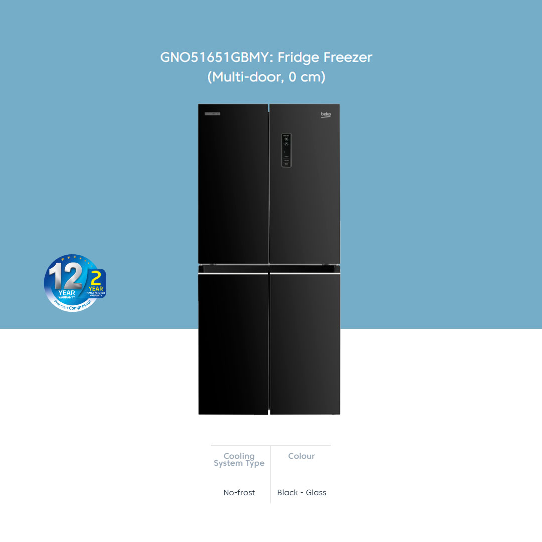 Beko 586L Multi Doors ProSmart Inverter Refrigerator GNO51651GBMY/GNO51651VKMY | Eco Mode | Holiday Mode | Quick Freeze | Quick Control | Multi AirFlow | Refrigerator with 2 Year Warranty
