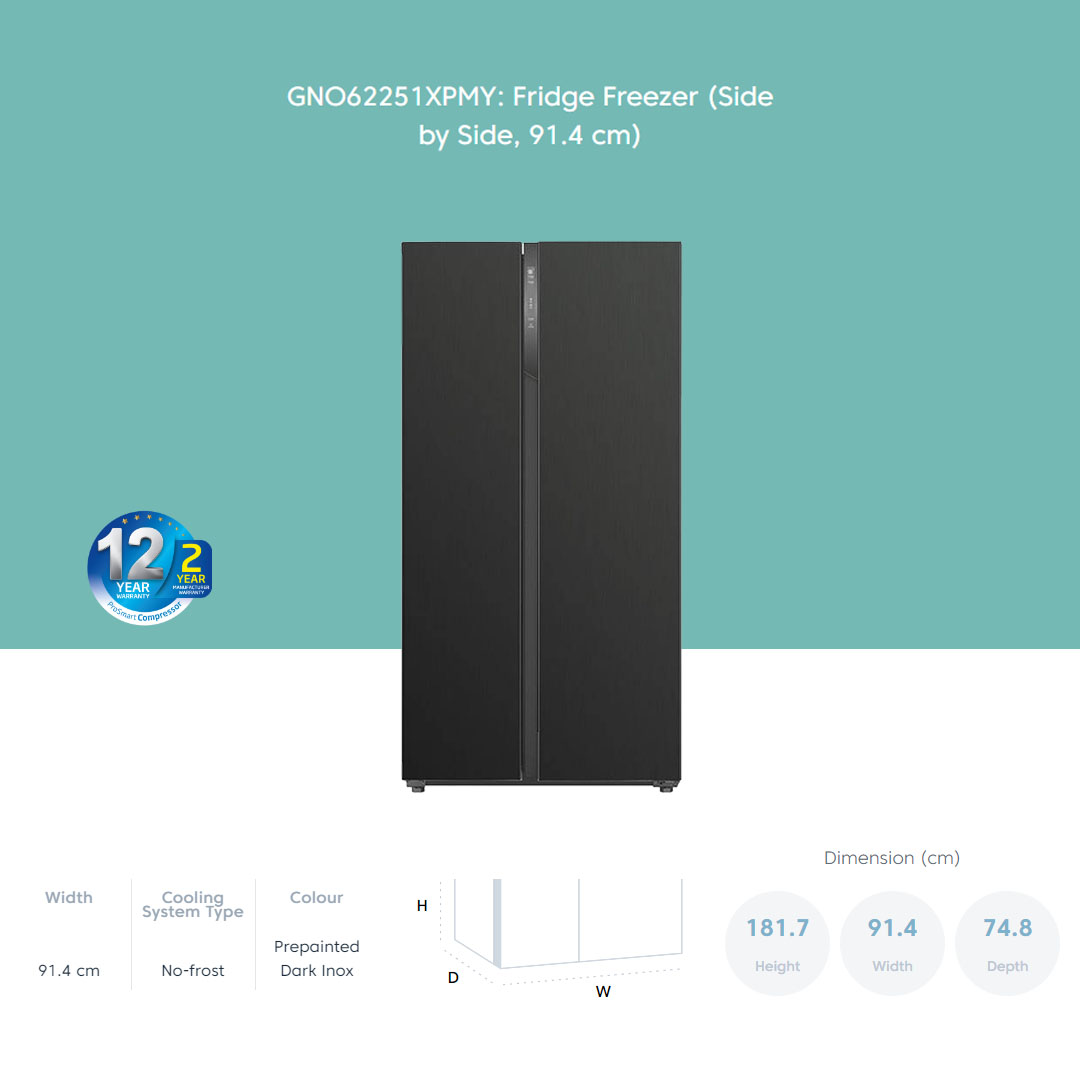 Beko 646L Side by Side ProSmart Inverter Refrigerator GNO62251XPMY | CoolRoom | Led Illumination | Safety Glass | Twist & Serve Ice Cube Tray | Vacation Mode | Eco Function | Refrigerators with 2 Year Warranty