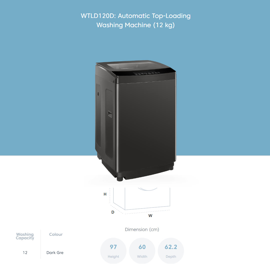 Beko Top Load Washing Machine WTLD120D/WTLD170D | 5 Star WELS Water Rating | Fuzzy Control | Stainless Steel Drum | Aquawave Technology | Glass Top Lid | Washing Machine with 2 Years General Warranty & 12 Years Motor Warranty