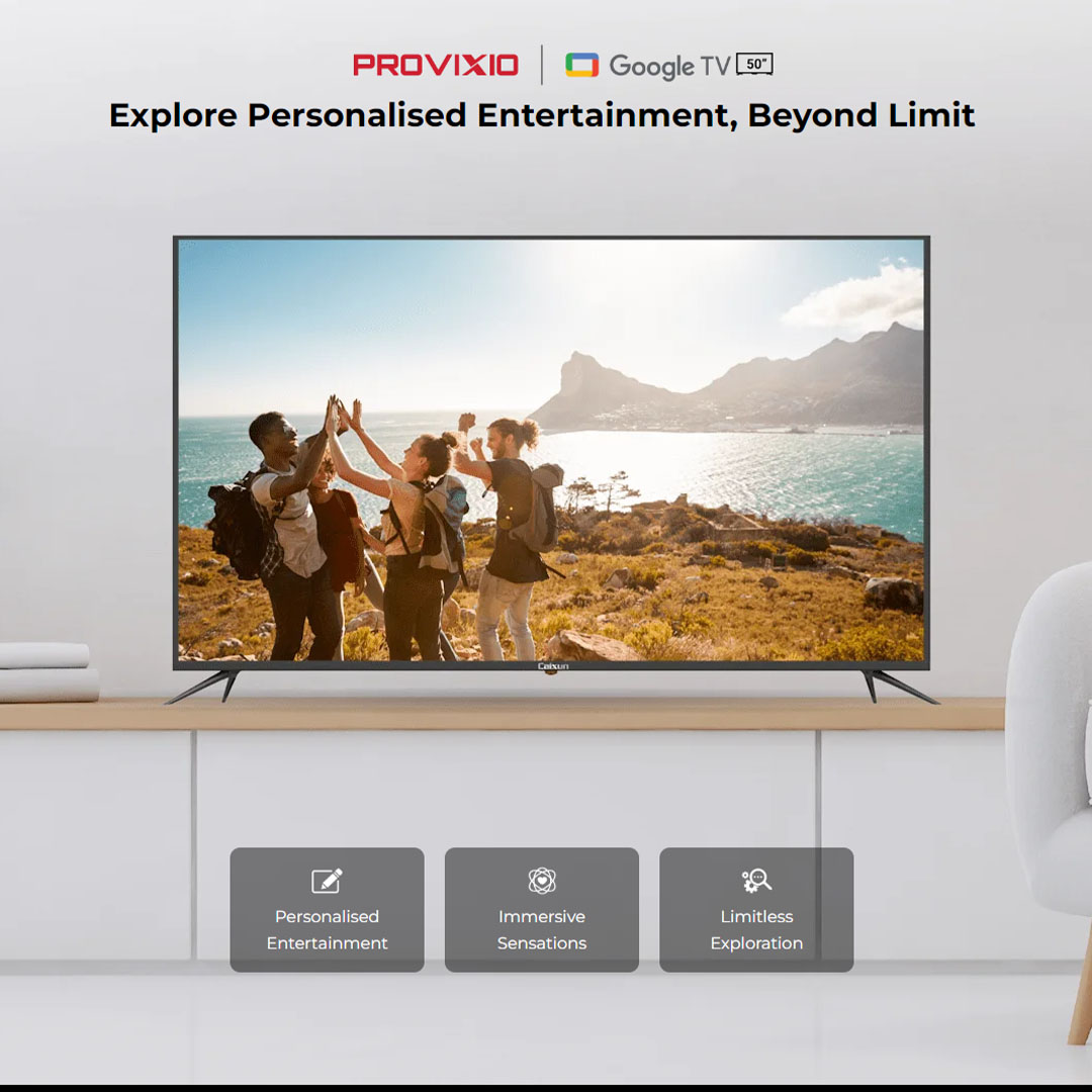 Caixun 50"/55:/65" 4K LED Google TV (ProViXio) C50V1UG/C55V1UG/C65V1UG | Dual High-Power Speakers | Stunning 4K Resolution | Bezel-less Frame | Smart TV with 3 Year Warranty