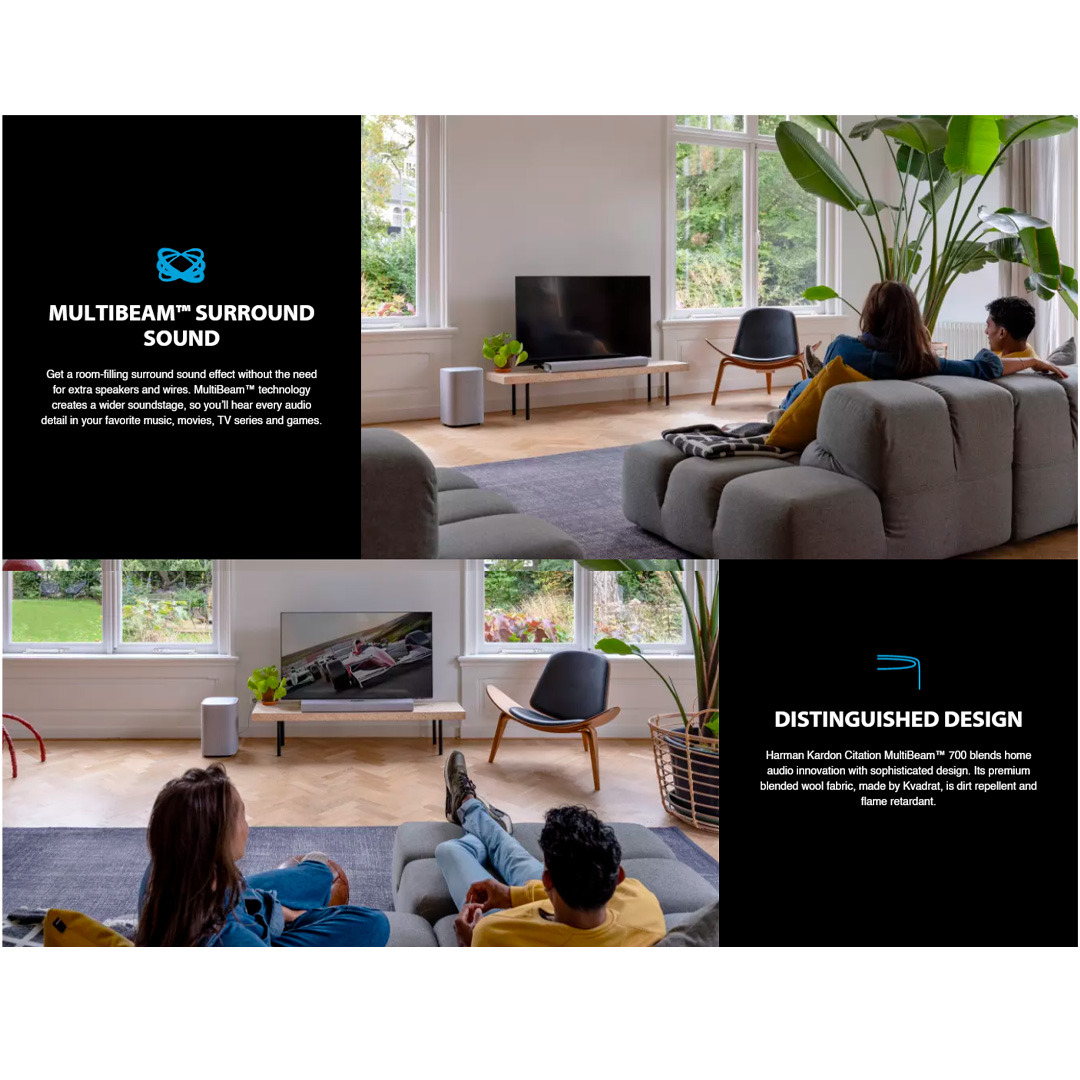 harman kardon 210W Compact Soundbar with MultiBeam Surround Sound Citation MultiBeam 700 | Plug and Play | Easy Access | Intuitive Controls | Soundbar with 1 Year Warranty