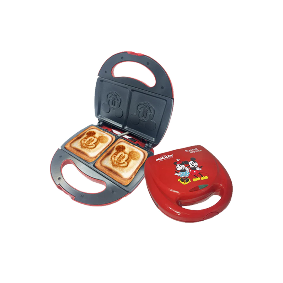 Russell Taylors 2 Slices Disney Mickey And Friends Sandwich Maker D7 | 750W Power | Mickey Mouse Imprinted Toast | Automatic Temperature Control | Sandwich Maker with 2 Year warranty