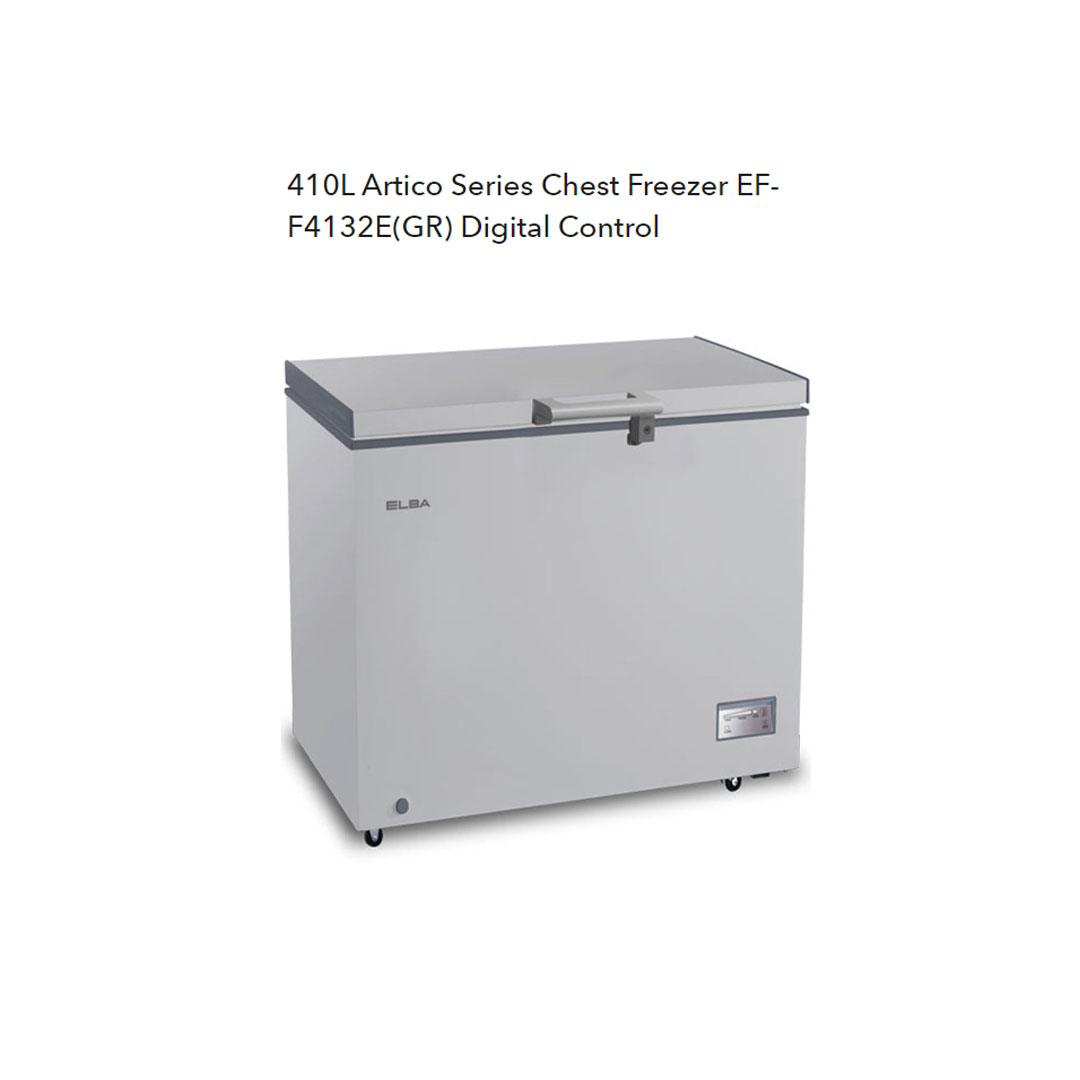 ELBA 410L|510L Chest Freezer EF-F4132E(GR)/EF-F5138E(GR) | R600a | Electronic Control | Recessed Handle | Safety Lock | Chest Freezer with 1 Year General Warranty & 5 Years Motor Warranty