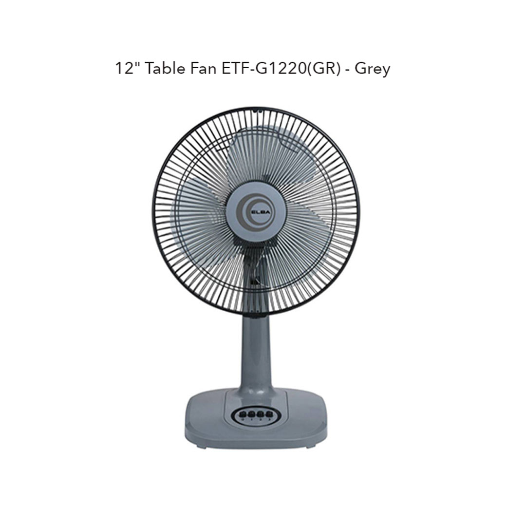 ELBA 12" / 16" Table Fan ETF-G1220(GR) / ETF-G1620(GR) | 3 Transparent AS Blades | 3-speed Control | Thermal Safety Fuse | Whisper Quiet Self Lubricating Motor | Table Fan with 1 Year Warranty